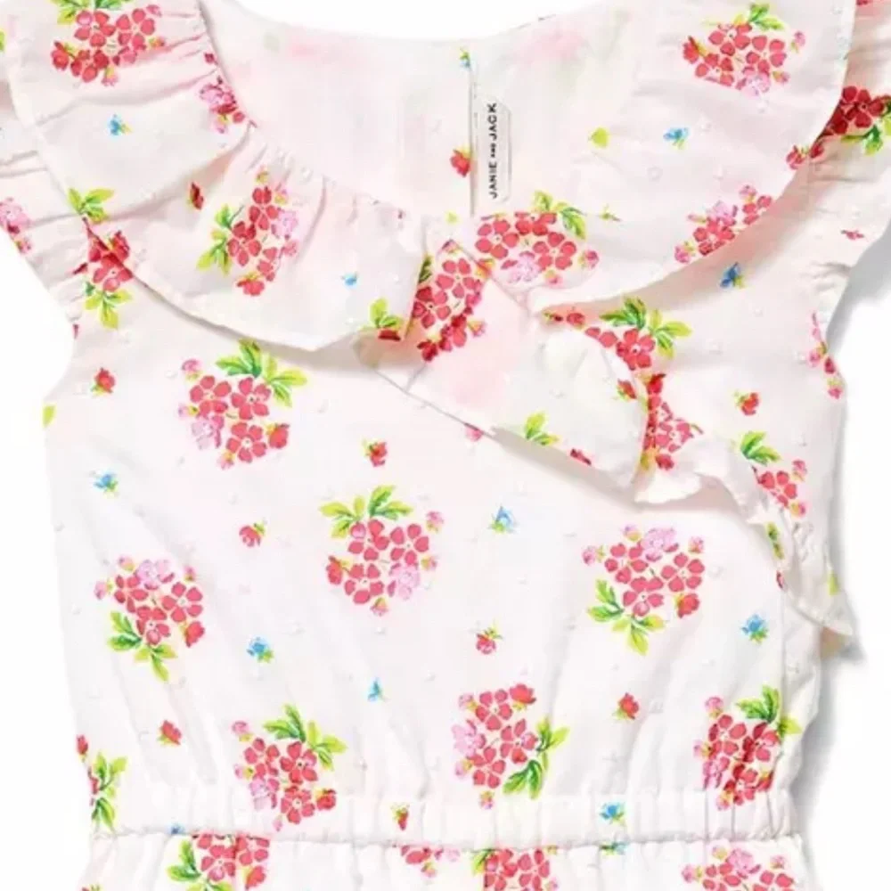 🌸Janie and jack girls one piece romper/jumpsuits Swiss dot floral size 12NWT..